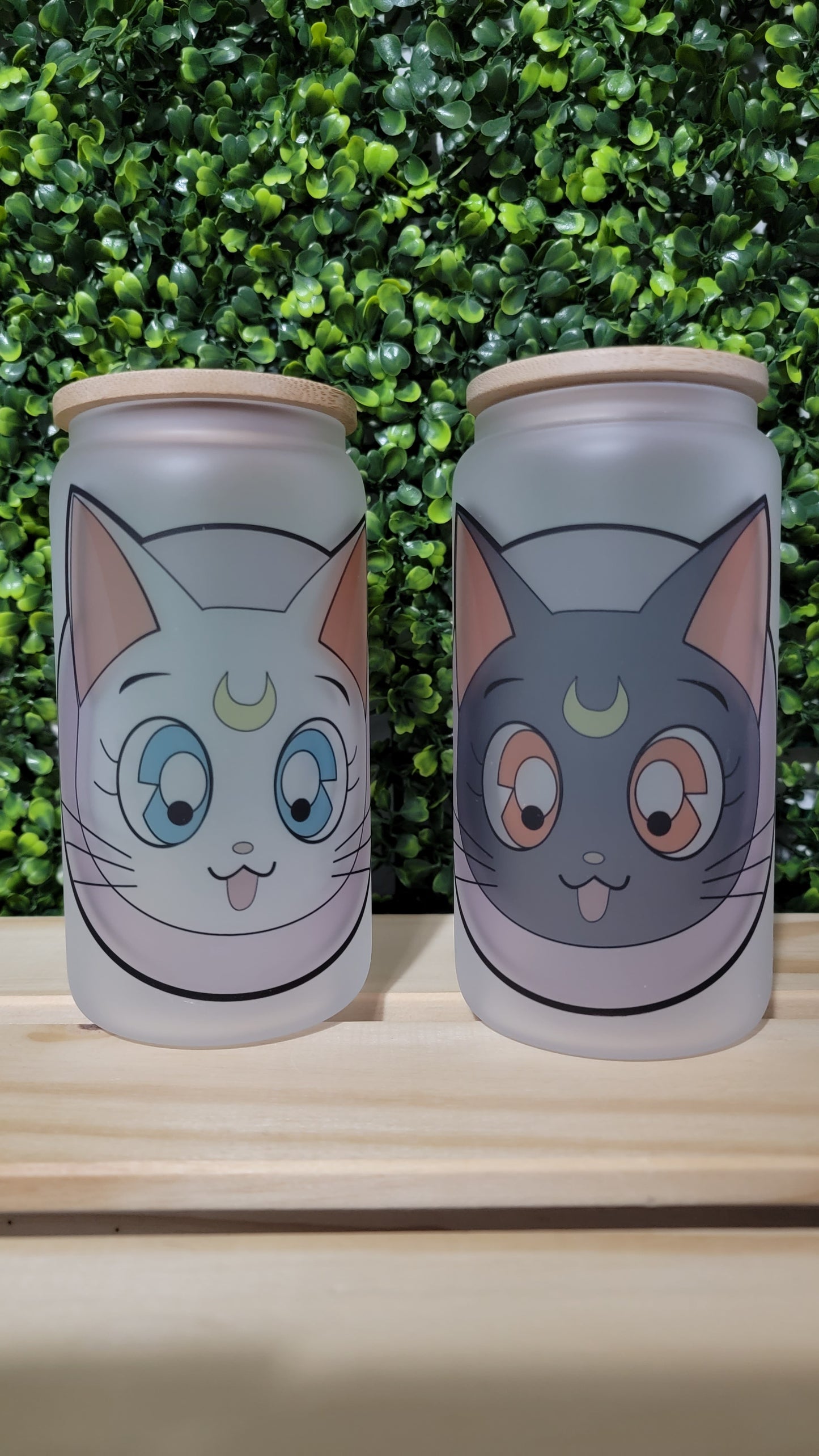 Cat Bamboo Glass Can
